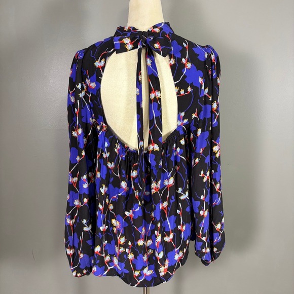 Ted Baker Ooma Floral Top US 10 Open Back Tie Neck Going Out Preppy Contemporary - Picture 2 of 7